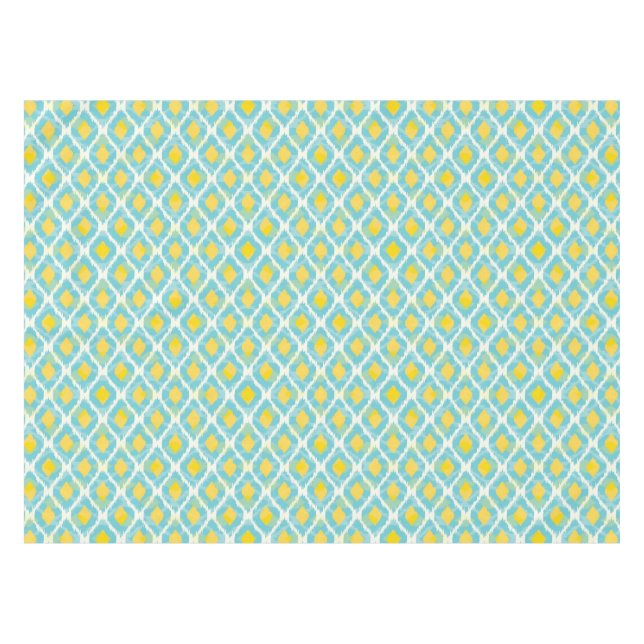 Nappe Mode jaune bleue d'ikat tribal moderne (Devant (Horizontal))