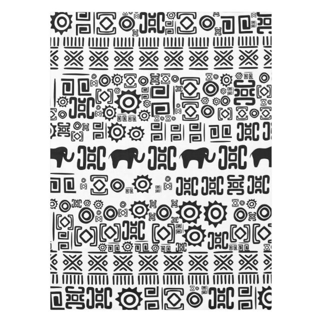 Nappe Modèle africain ethnique #1 noir et blanc (Devant)