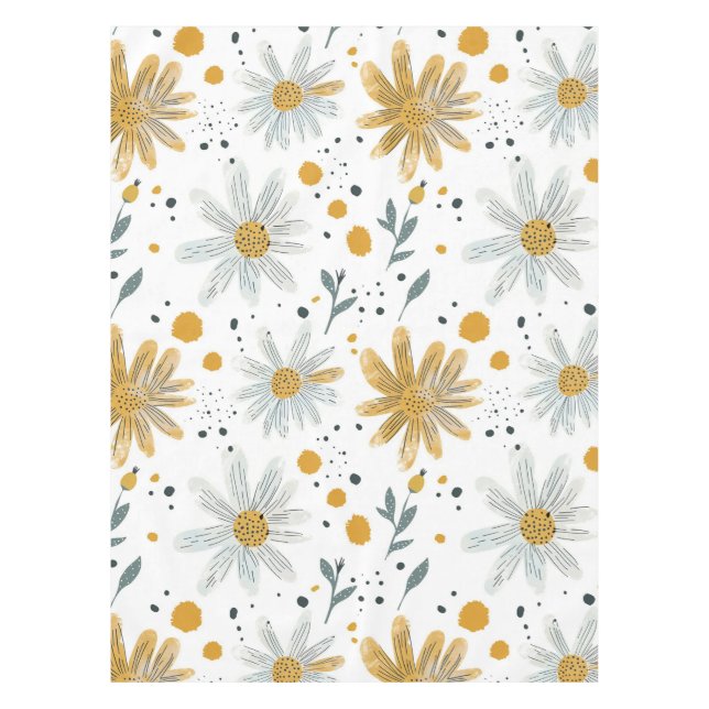 Nappe Modèle floral blanc et jaune (Devant)