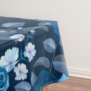 Nappe Modèle floral roses bleus Vintages