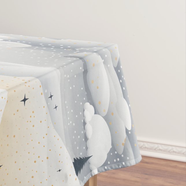 Nappe Modern Blue White Christmas Trees Snowbanks (In Situ)