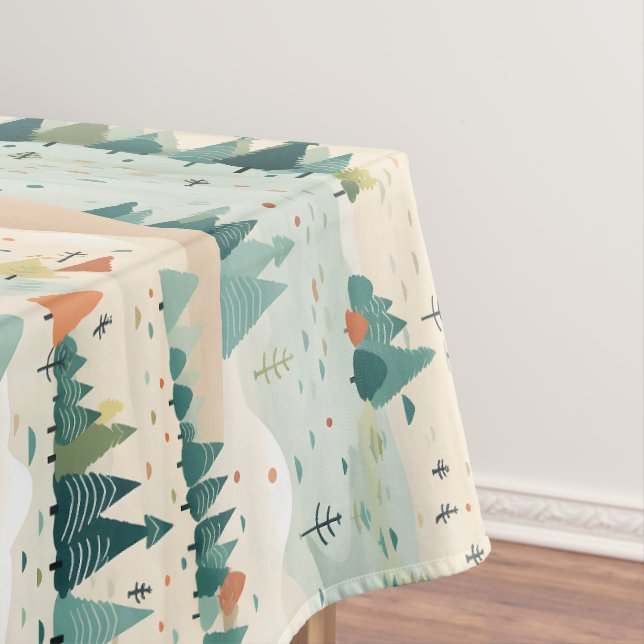 Nappe Modern Turquoise Orange Cream Christmas Trees  (In Situ)