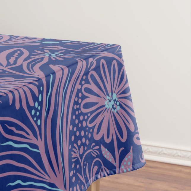 Nappe Moderne | Impression FLORALE | Mauve sur Royal Blu (In Situ)