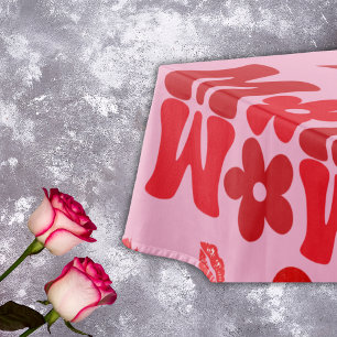 Nappe MOM/WOW : Une lettre d'amour en rouge sur rose  