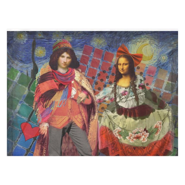 Nappe Mona Lisa Romantic Funny Art coloré (Devant (Horizontal))