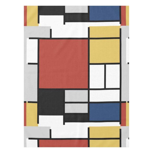 Nappe Mondrian Peinture Rouge Plane Jaune Noir Gris Bleu (Devant)