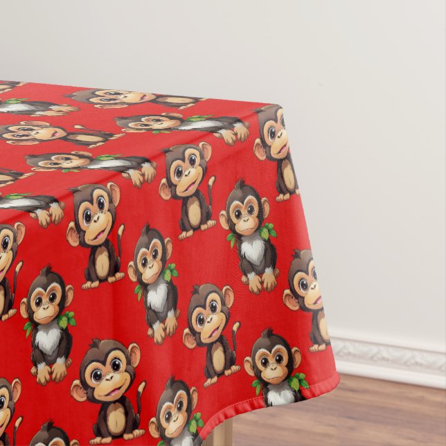 Nappe Monkey Pattern Design Red (In Situ)