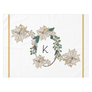 Nappe Monogram Gold Pointsettia Holiday Tablecloth