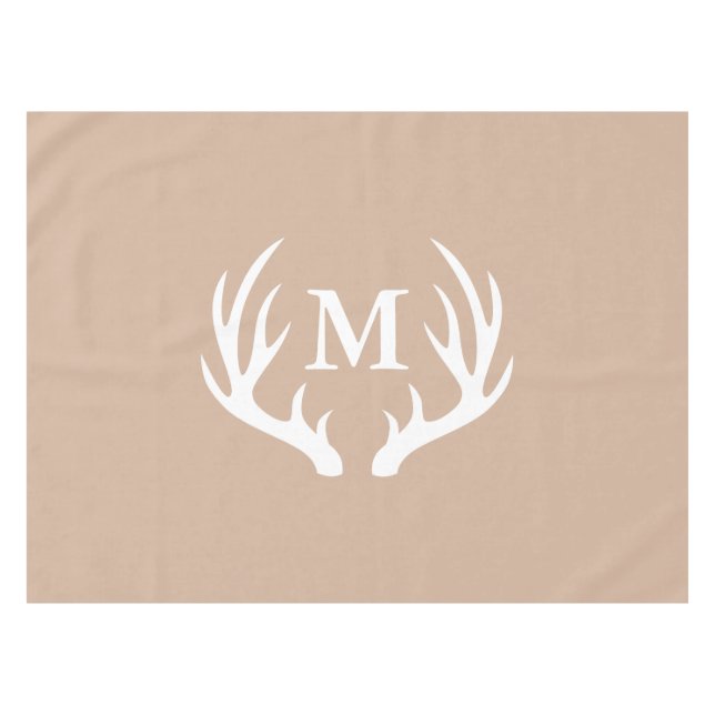 Nappe Monogramme blanc d'andouillers de cerfs communs (Devant (Horizontal))