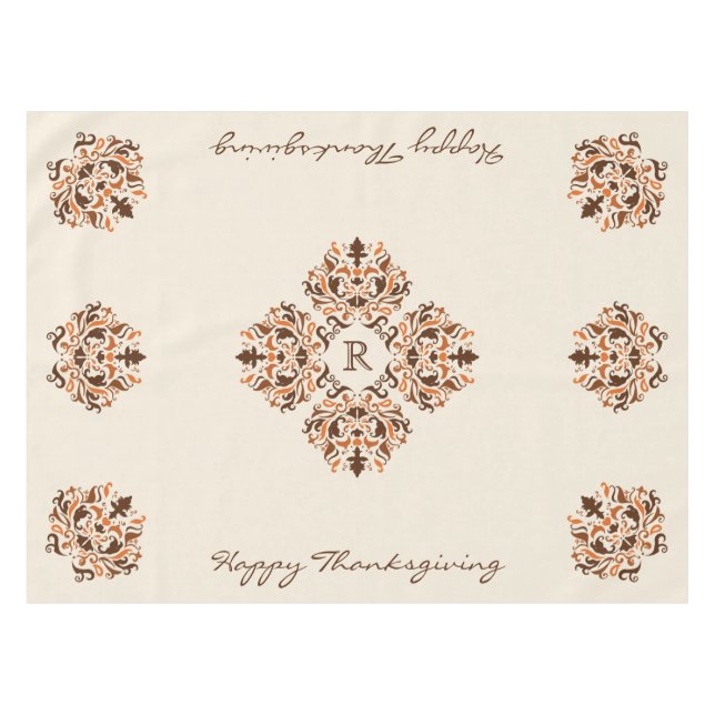 Nappe monogramme damassé d'automne classe (Devant (Horizontal))