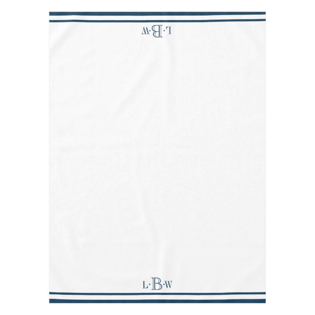Nappe Monogramme de bordure bleu classique (Devant)