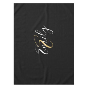 Nappe Monogramme d'or noir moderne élégant Nom du script