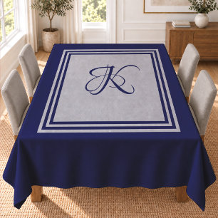 Nappe Monogramme initial élégant à motif carré bleu gris