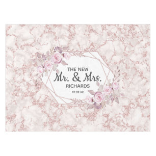 Nappe Monogramme Mariage géométrique en marbre clair