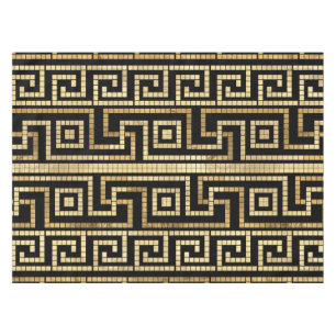 Nappe Mosaïque grecque méandre grecque clé noire et o