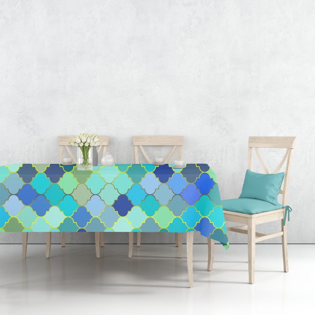 Nappe Mosaïque marocaine bleue aqua (Blue Aqua Moroccan Mosaic Tablecloth
)