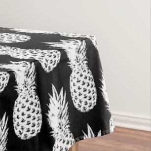 Nappe motif à ananas noir tropical