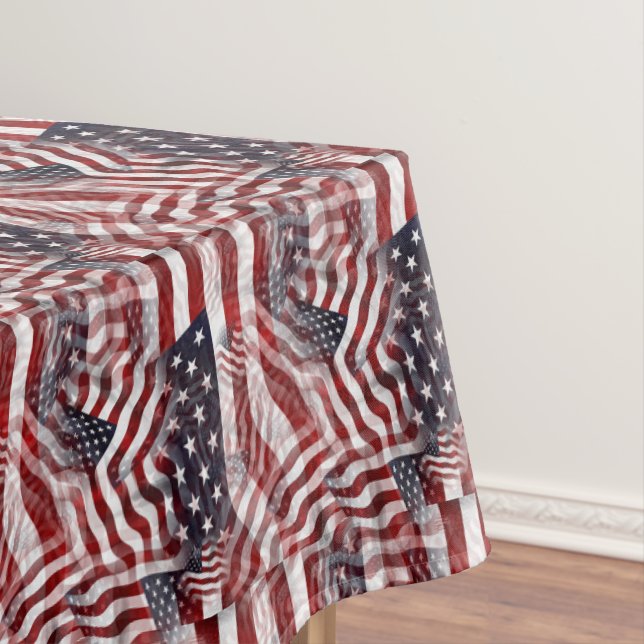 Nappe Motif Abstrait Américain Rouge Blanc Bleu Drapeau (In Situ)