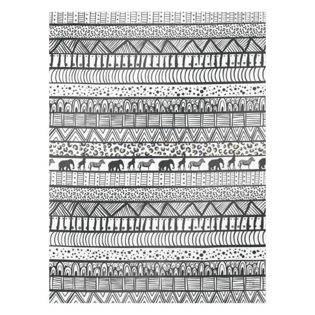 Nappe Motif africain tribal noir blanc (Devant)