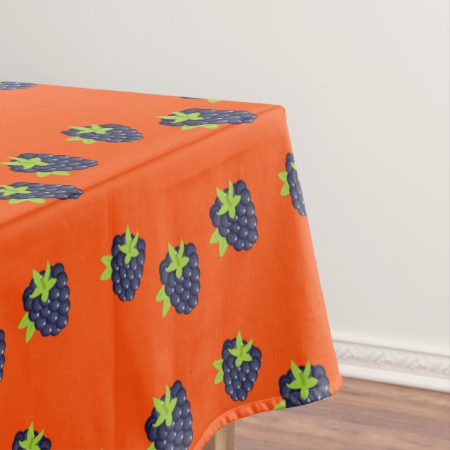 Nappe Motif aux fruits bleuets sur orange (In Situ)