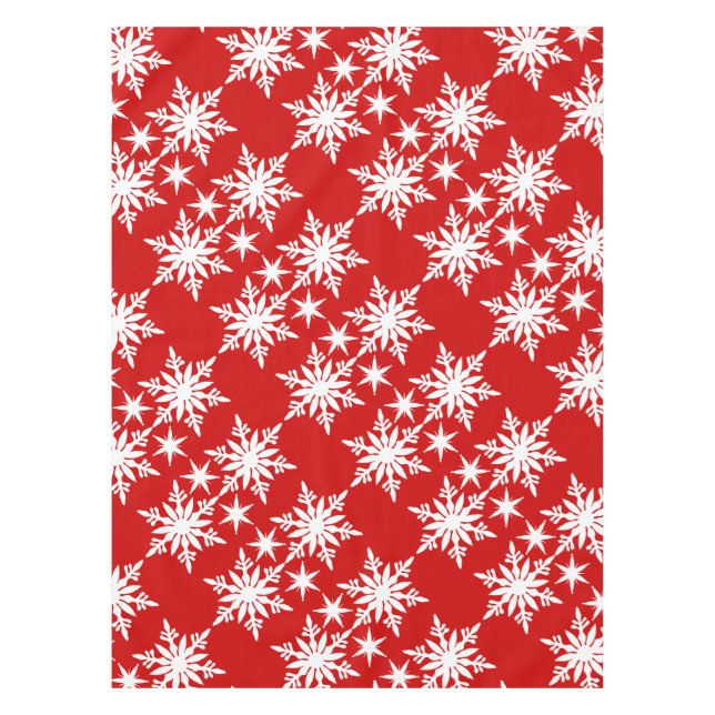 Nappe Motif blanc rouge de Noël de flocon de neige (Devant)