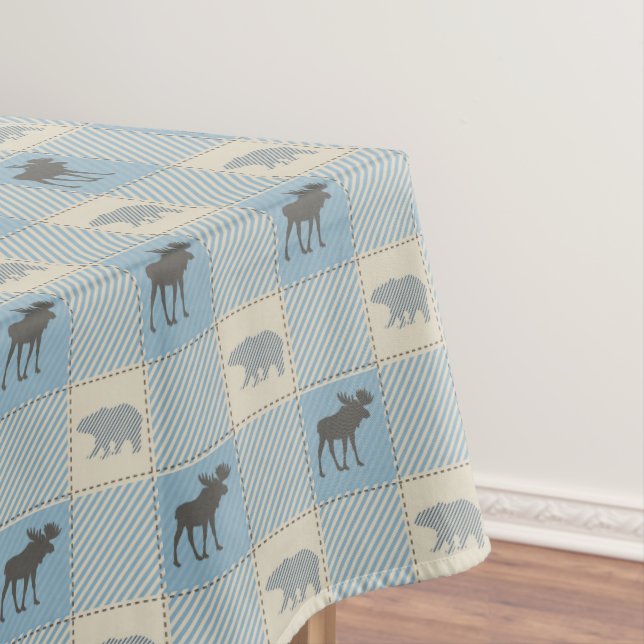 Nappe Motif bleu de cabine d'orignaux d'ours (In Situ)