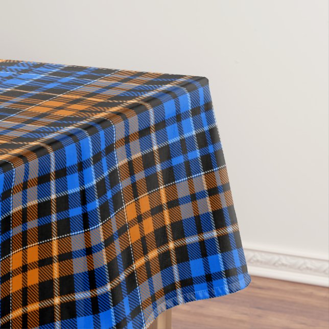 Nappe Motif carreaux tartan noir orange bleu  (In Situ)