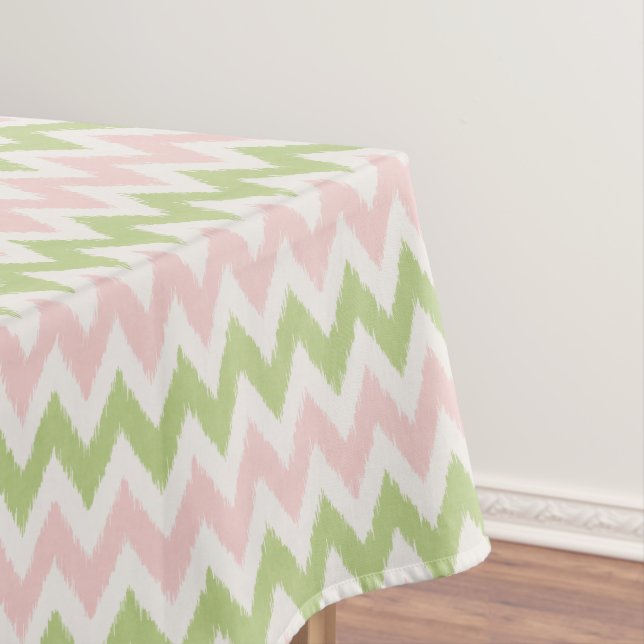 Nappe Motif chevron géométrique rose et vert chic (In Situ)