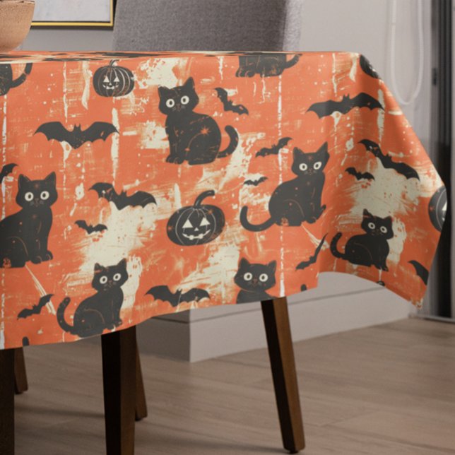 Nappe Motif Citrouille de chat noir Halloween désorganis (Créateur téléchargé)