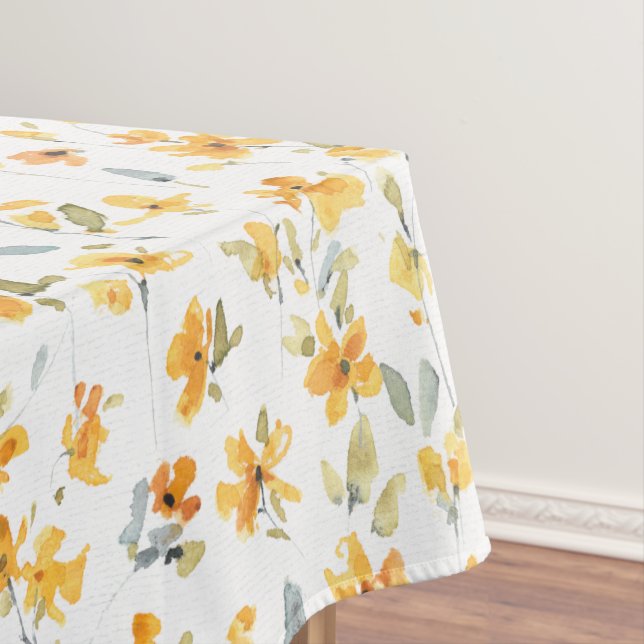 Nappe Motif d'aquarelle à fleurs de printemps jaune (In Situ)