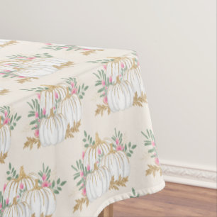 Nappe Motif d'aquarelle Citrouille blanc et or