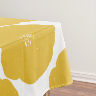 Nappe Motif d'art floral de Poppy rétro en Jaune et Blan