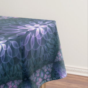 Nappe motif d'art fractal 3D Turquoise violet rose