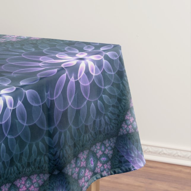 Nappe motif d'art fractal 3D Turquoise violet rose (In Situ)