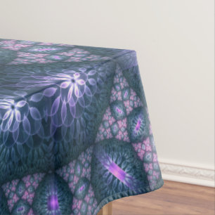 Nappe motif d'art fractal 3D Turquoise violet rose