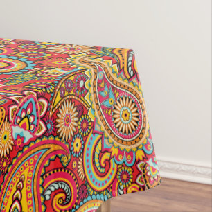 Nappe Motif de Bohème floral rouge lumineux de Paisley