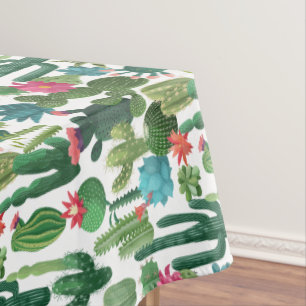 Nappe Motif de cactus Turquoises verts en fleurs