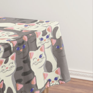 Nappe Motif de chats blancs et gris