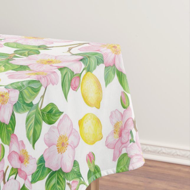 Nappe Motif de citrons floraux roses (In Situ)