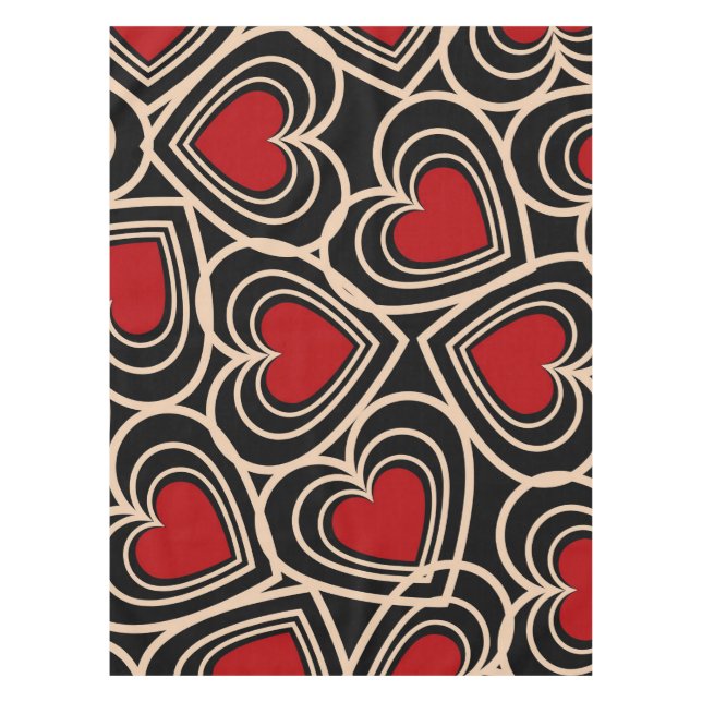 Nappe Motif de coeur simple Noir et Rouge (Devant)