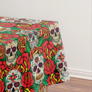 Nappe Motif de crânes floraux