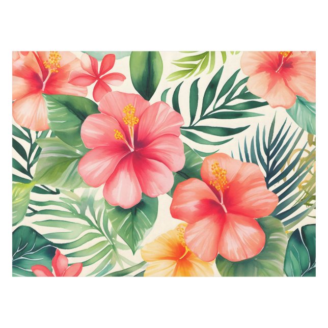 Nappe Motif de fleurs d'hibiscus tropicaux (Devant (Horizontal))