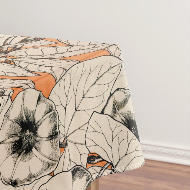 Nappe Motif de fleurs graphiques blanches orange (In Situ)