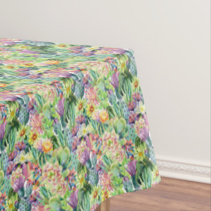 Nappe Motif de floraison exotique de cactus d'aquarelle