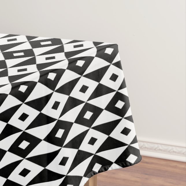 Nappe Motif de forme de diamant blanc noir moderne (In Situ)