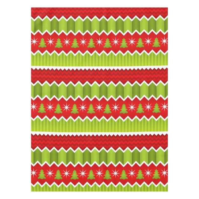 Nappe Motif De Frappes Chevron Rouge Et Vert Noël (Devant)
