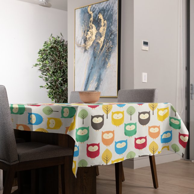 Nappe Motif de hibou multicolore (table cloth)