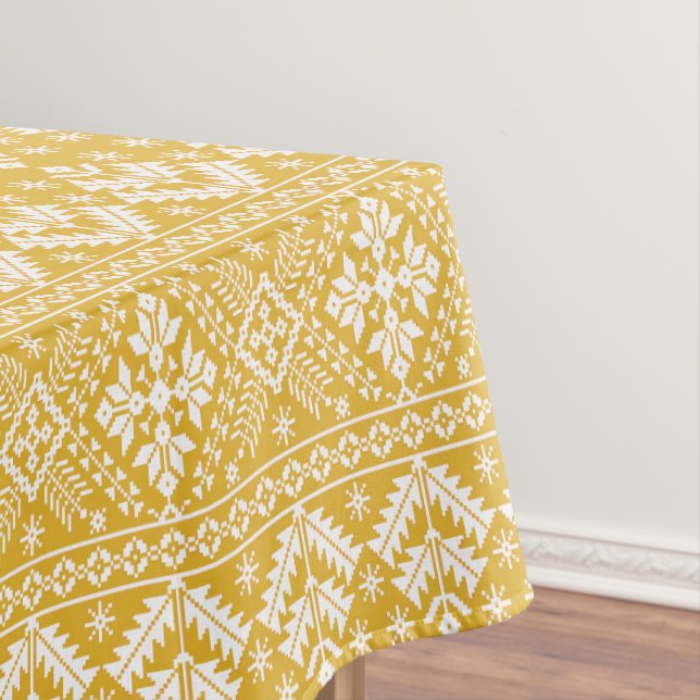 Nappe Motif de la Foire de Noël en or et blanc (In Situ)