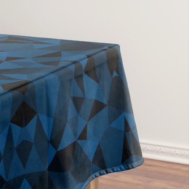 Nappe Motif de maillage géométrique bleu foncé et noir (In Situ)