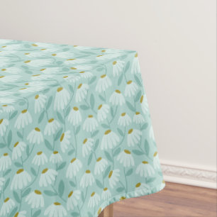 Nappe Motif de marguerites florales bleu sarcelle et ver